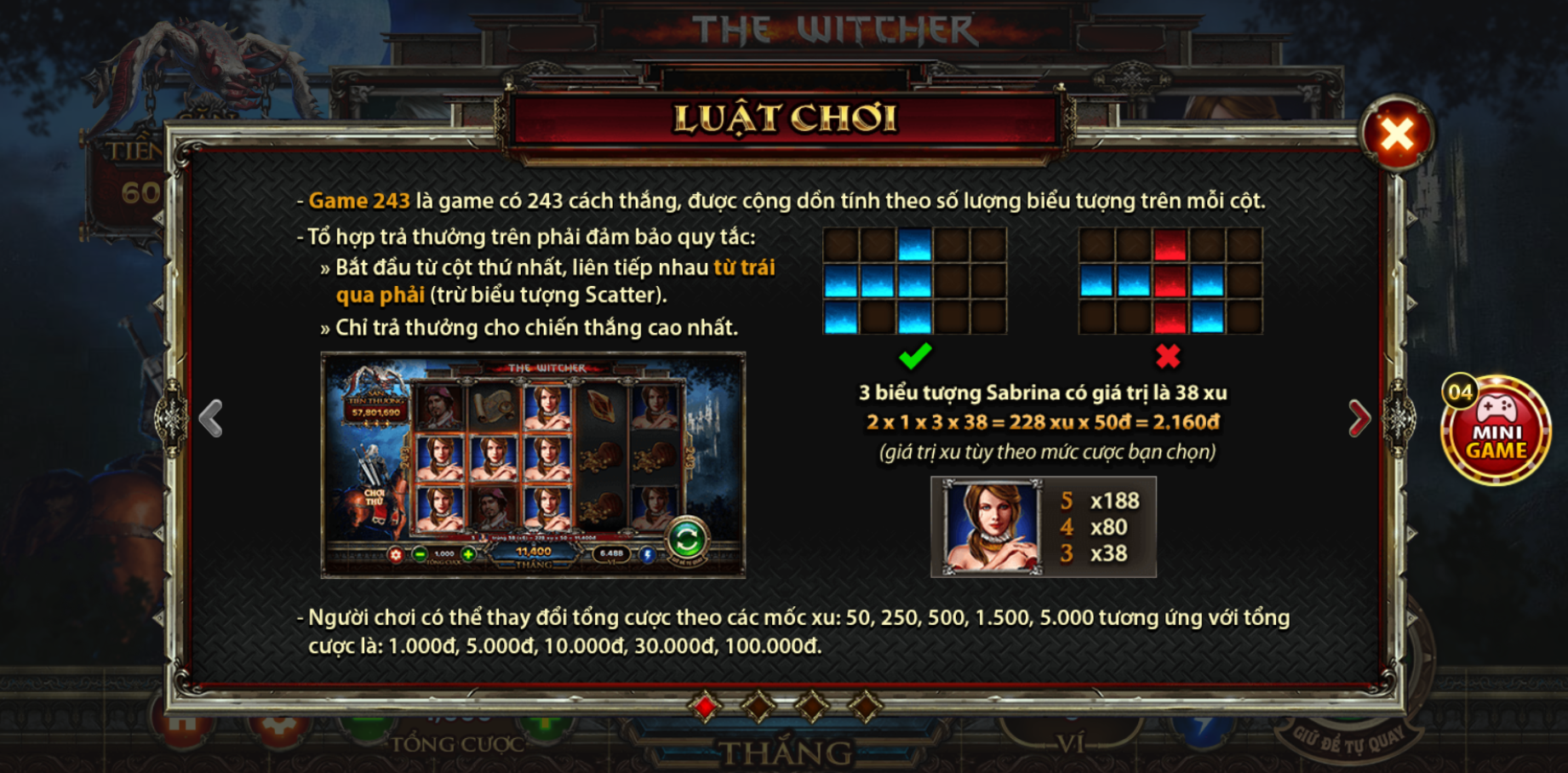 Luật chơi slot game The Witcher Wild Hunt 